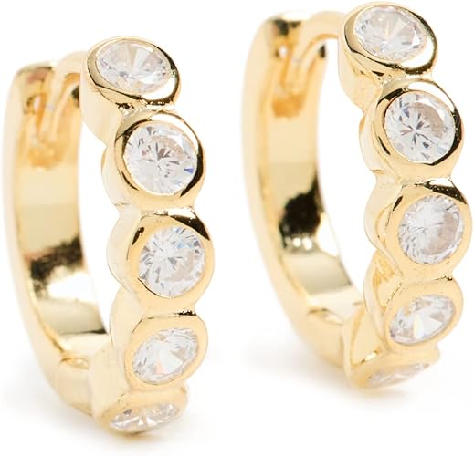 ADINA EDEN, By Adina Eden Women&#039;s Bezel Huggie Earrings, Gold, One Size