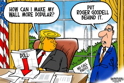 Political Cartoon U.S. Trump Roger Goodell government shutdown