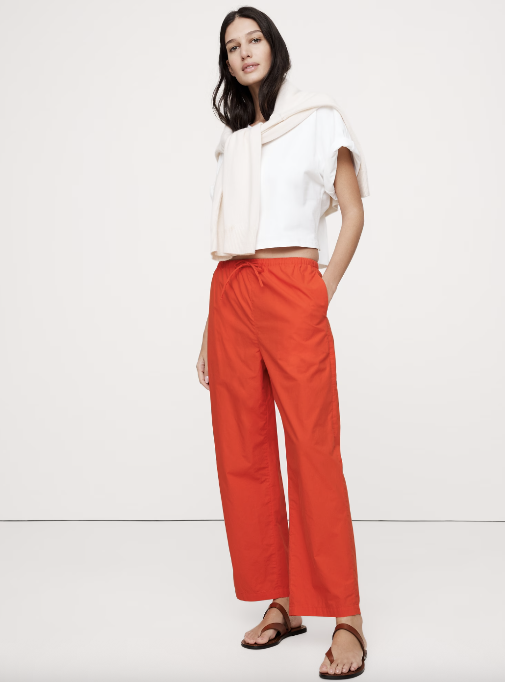 Cotton Poplin Pull-On Pant