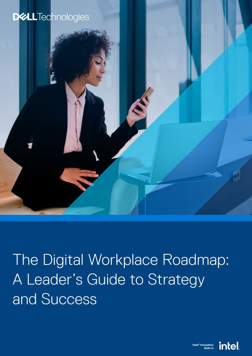 Whitepaper cover with title on blue band at bottom an image of a business woman using a smartphone