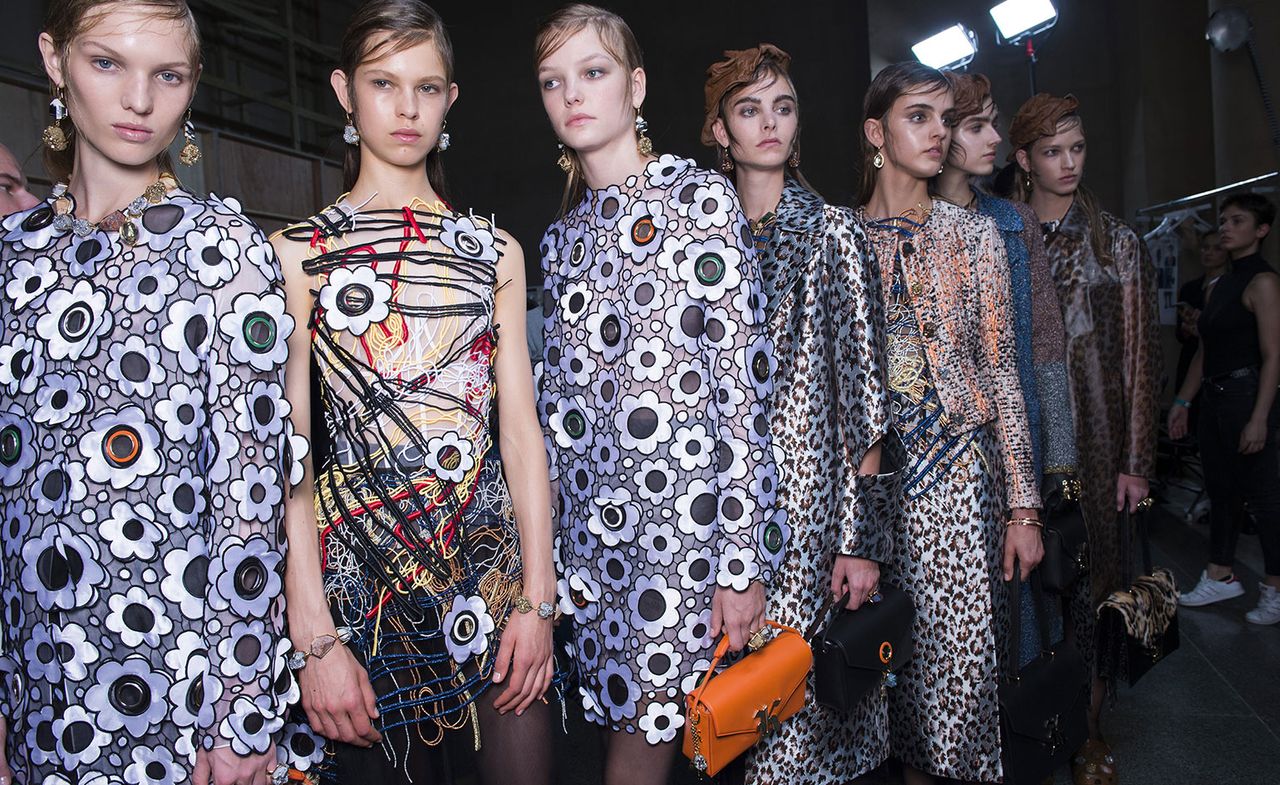 Models wearing Designer Christopher Kane&#039;s outfits