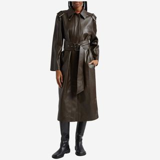 Image of brown leather trench