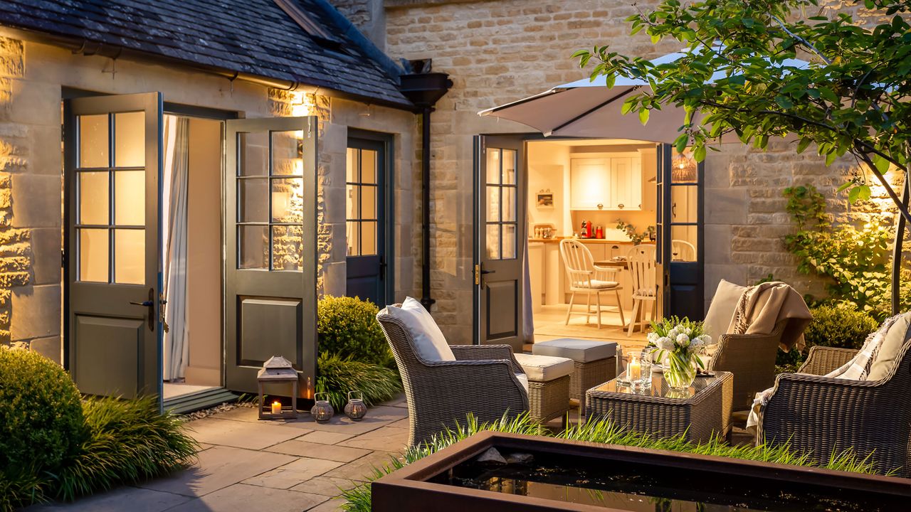 courtyard at night