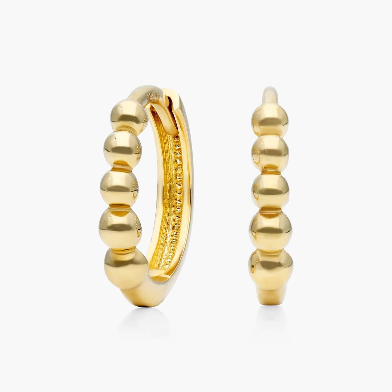 James Allen, Beaded Huggie Hoop Earrings In 14K Yellow Gold