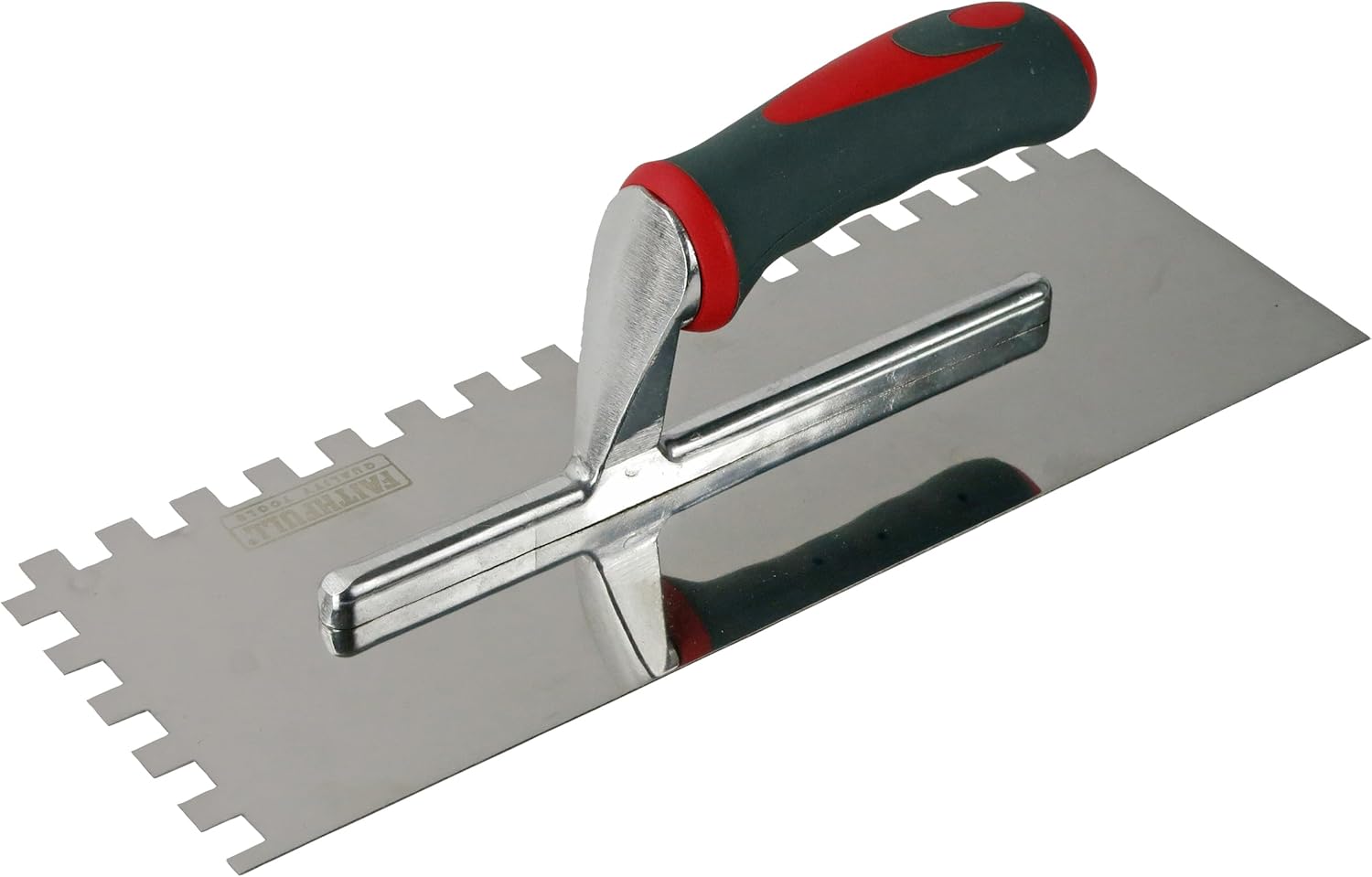 Faithfull Soft-Grip Notched Floor / Wall Tile Trowel for Applying Adhesive, Stainless Steel Blade 330 X 115mm (13 X 4.5") - 10mm Notch