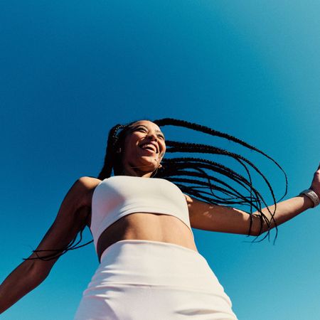 Woman enjoying exercise outside