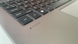 Close up of the "ZBook" logo on the HP ZBook Firefly 14 G11