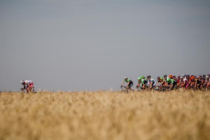 An attack goes off the front of the field.
