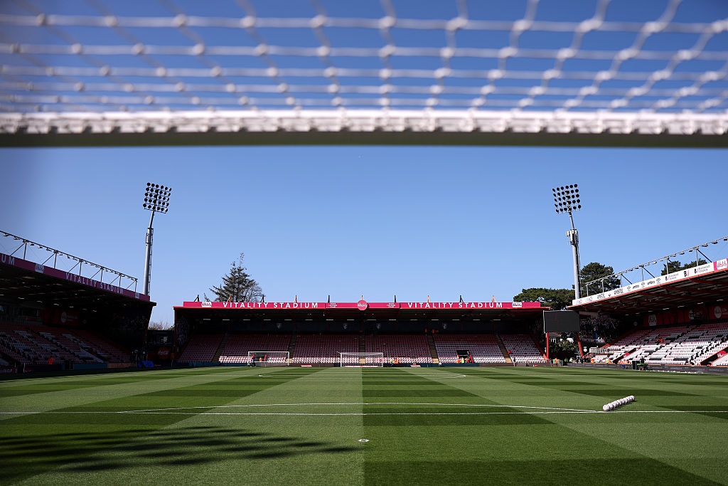 BOURNEMOUTH, ENGLAND - MARCH 30: A general view inside the stadium prior to the Emirates FA Cup Quarter Final match between AFC Bournemouth and Manchester City at Vitality Stadium on March 30, 2025 in Bournemouth, England. (Photo by Alex Pantling/Getty Images)