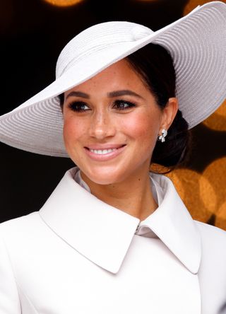 Meghan, Duchess of Sussex attends a National Service of Thanksgiving to celebrate the Platinum Jubilee of Queen Elizabeth II at St Paul's Cathedral on June 3, 2022 in London, England