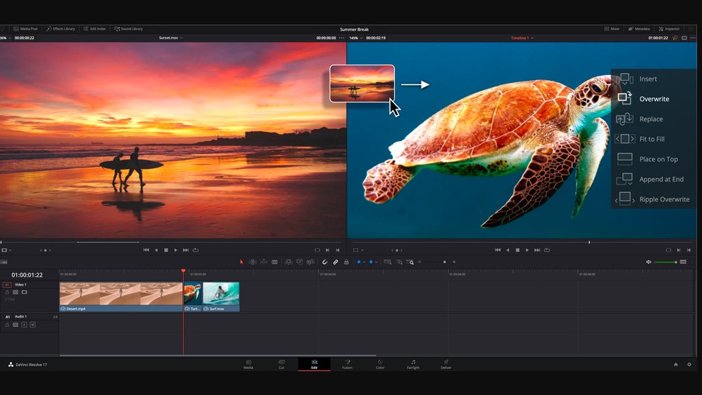 Interface of Da Vinci Resolve 17, one of the best video editing software tools