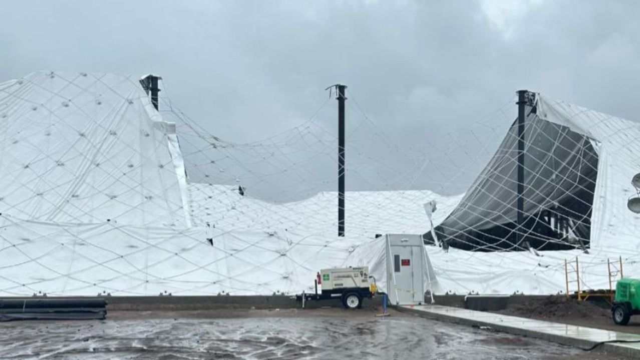 Image of the damaged TGL arena dome