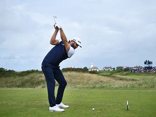 Dustin Johnson taking a tee shot with great rotation