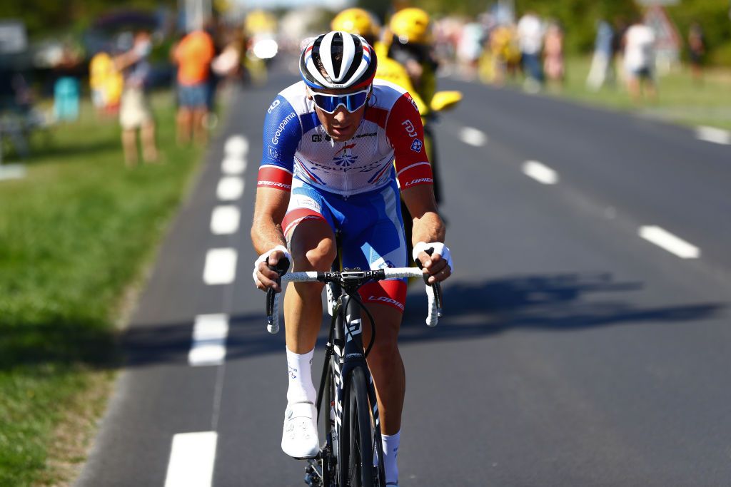 Matthieu Ladagnous lone breakaway rider during stage 11 at the Tour de France