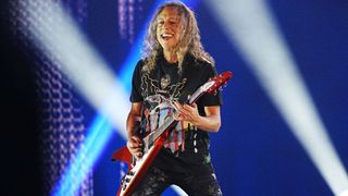 Kirk Hammett of Metallica performs onstage as Metallica Presents: The Helping Hands Concert (Paramount+) at Microsoft Theater on December 16, 2022 in Los Angeles, California.