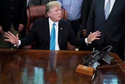 Donald Trump at a meeting with farmers and ranchers