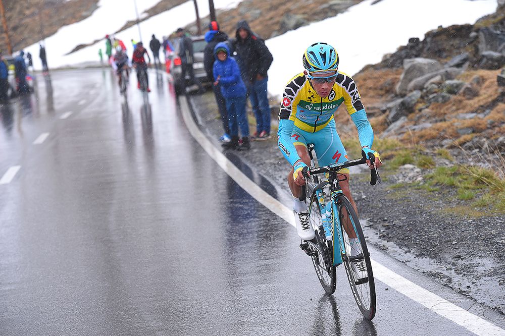 Miguel Angel Lopez on the attack during the final stage at Tour de Suisse