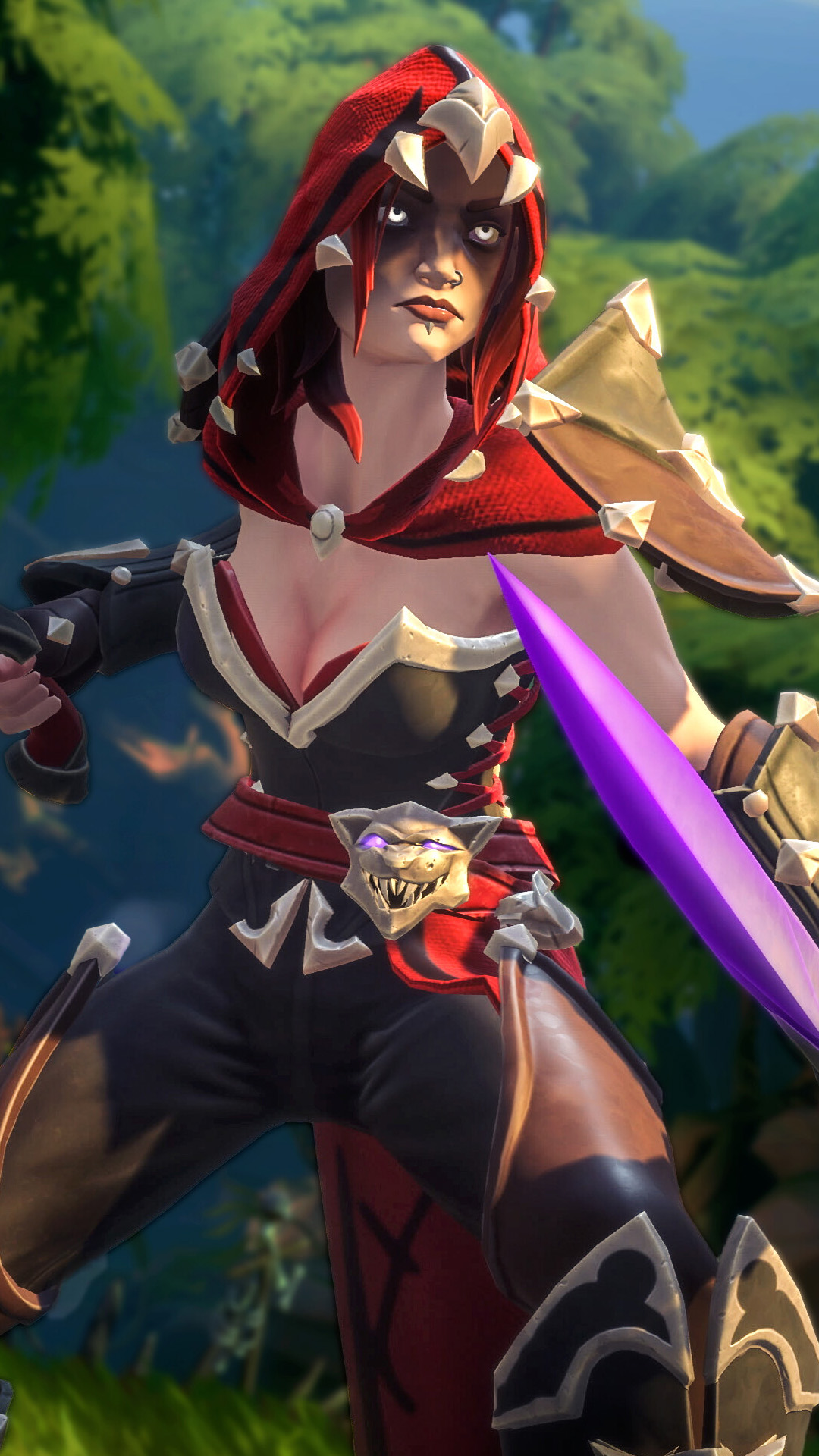 Fellowship player character dual wielding knives and wearing a red robe