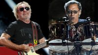 LEFT: Sammy Hagar performs onstage during the 2025 iHeartRadio Music Festival at T-Mobile Arena on September 19, 2025 in Las Vegas. RIGHT: Alex Van Halen of Van Halen performs during the 2015 Billboard Music Awards at MGM Grand Garden Arena on May 17, 2015 in Las Vegas