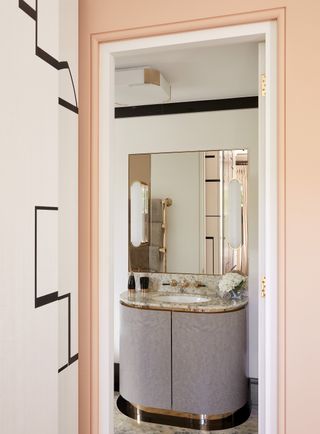 A bathroom sink integrated into vanity