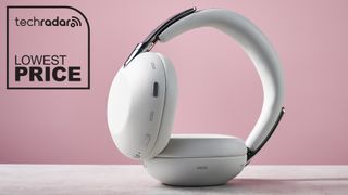 Sony 1000X The Collexion headphones on pink background with a badge that reads 'TechRadar: lowest price'