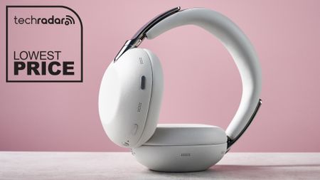 Sony 1000X The Collexion headphones on pink background with a badge that reads 'TechRadar: lowest price'