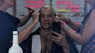 Henry Cavill undergoing make-up for his role as Geralt of Rivia.