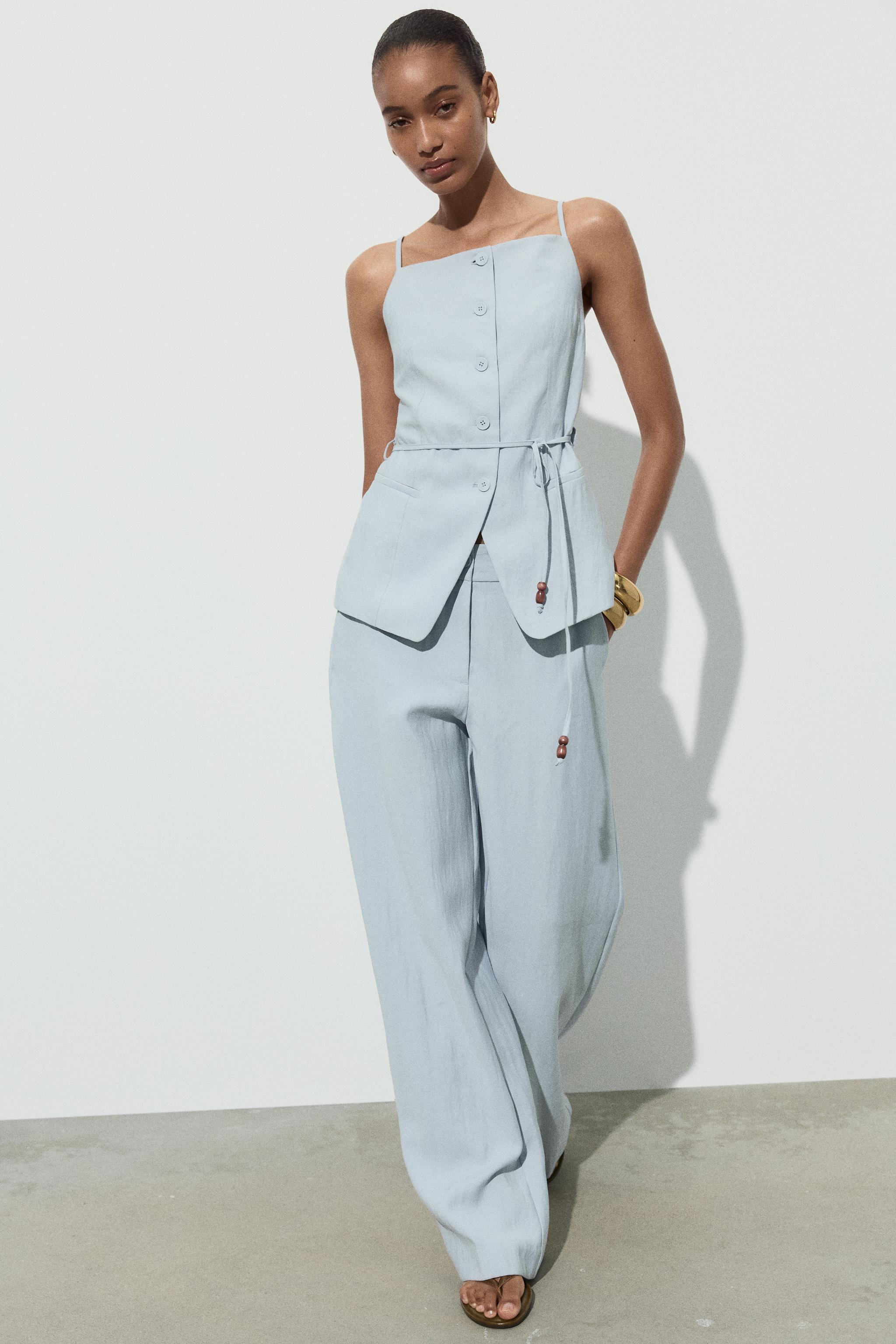 High-Waist Straight-Leg Trousers