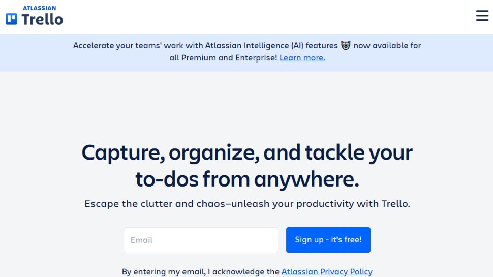 Trello website screenshot (August 2025).