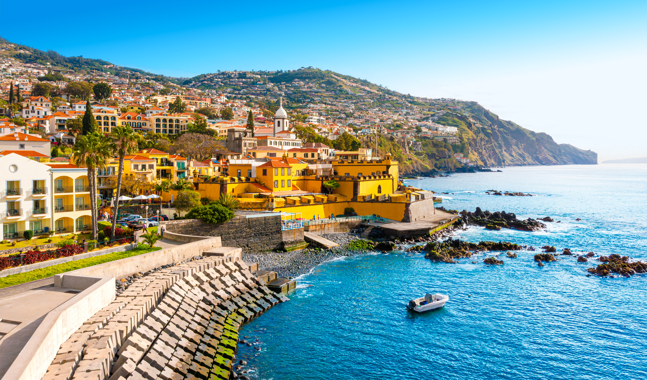Funchal and Fuerte De Madeira in the historical center. Madeira Island, Portugal