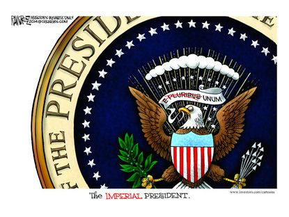 Political cartoon Obama executive decision