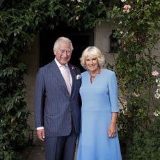 Prince Charles, Prince of Wales and Her Royal Highness Camilla, Duchess of Cornwall pose for an official portrait to celebrate Wales Week 2019 taken at their Welsh residence Llwynywormwood on July 2, 2019 in Myddfai, Wales, United Kingdom. (Photo by Chris Jackson/Getty Images)