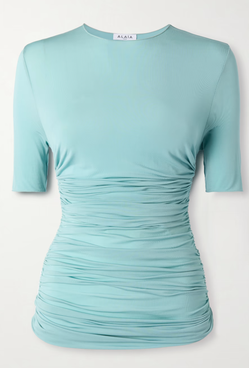 ALAÏA, Ruched stretch-jersey T-shirt