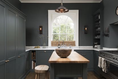 dark grey small kitchen color ideas by deVOL