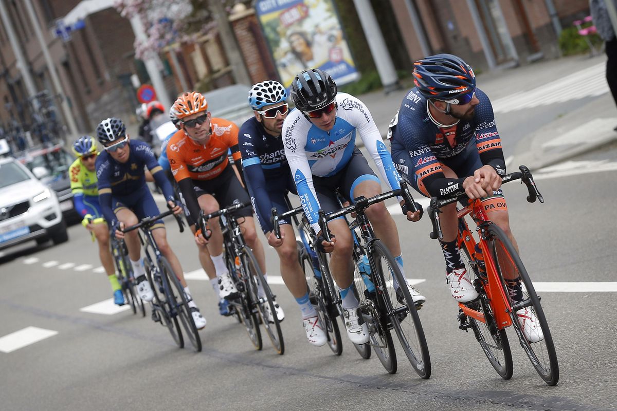 Eduard Grosu leads the breakaway