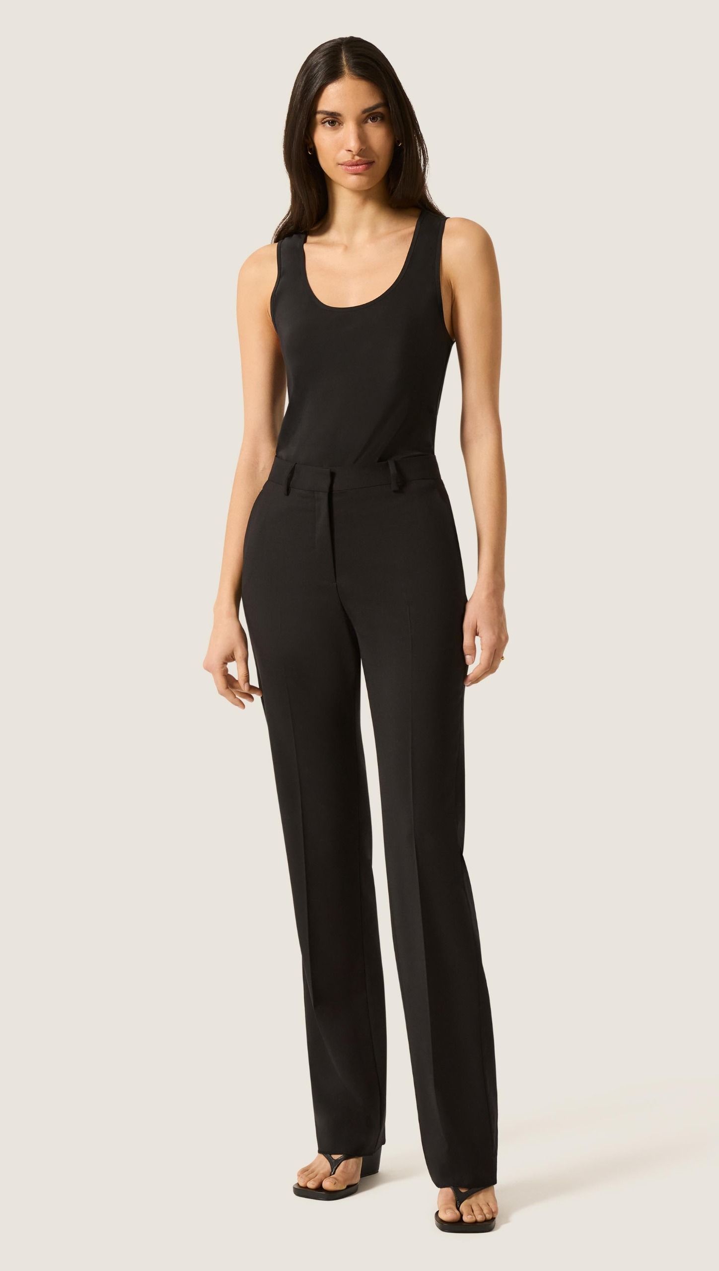 Straight Leg Trouser in Seasonless Wool | Black