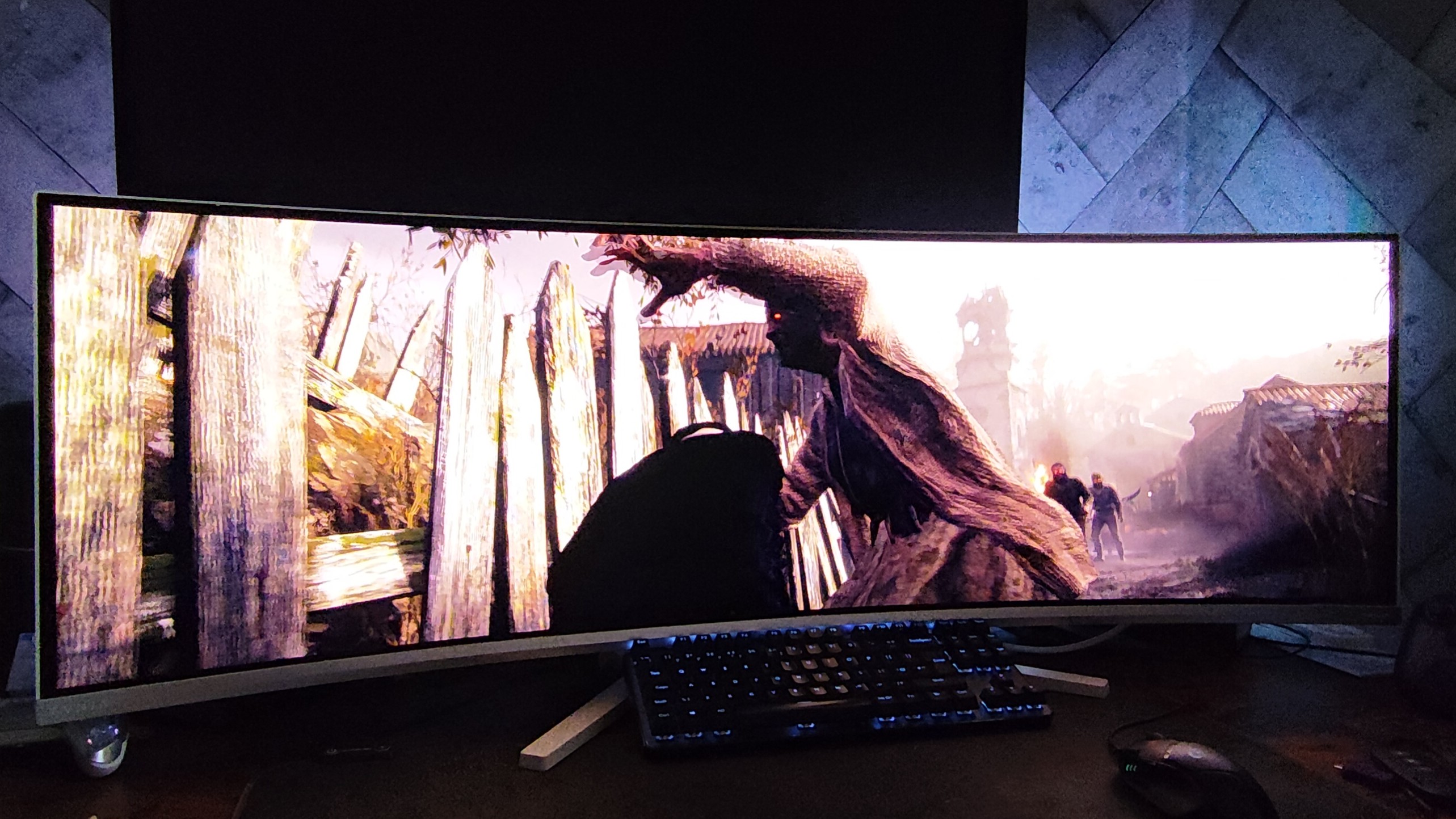 Resident Evil 4 running on Philips Evnia super ultrawide