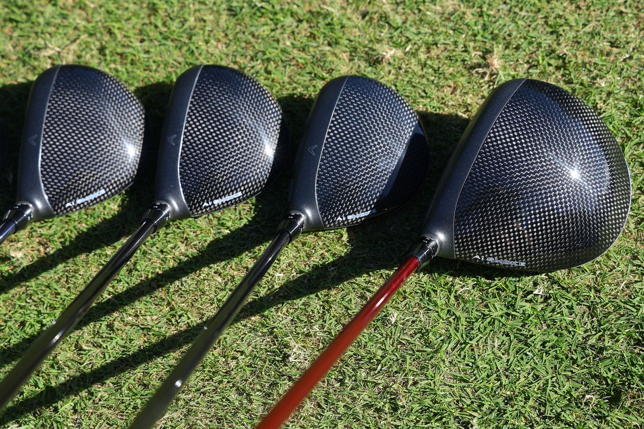A number of Callaway clubs seen on the ground