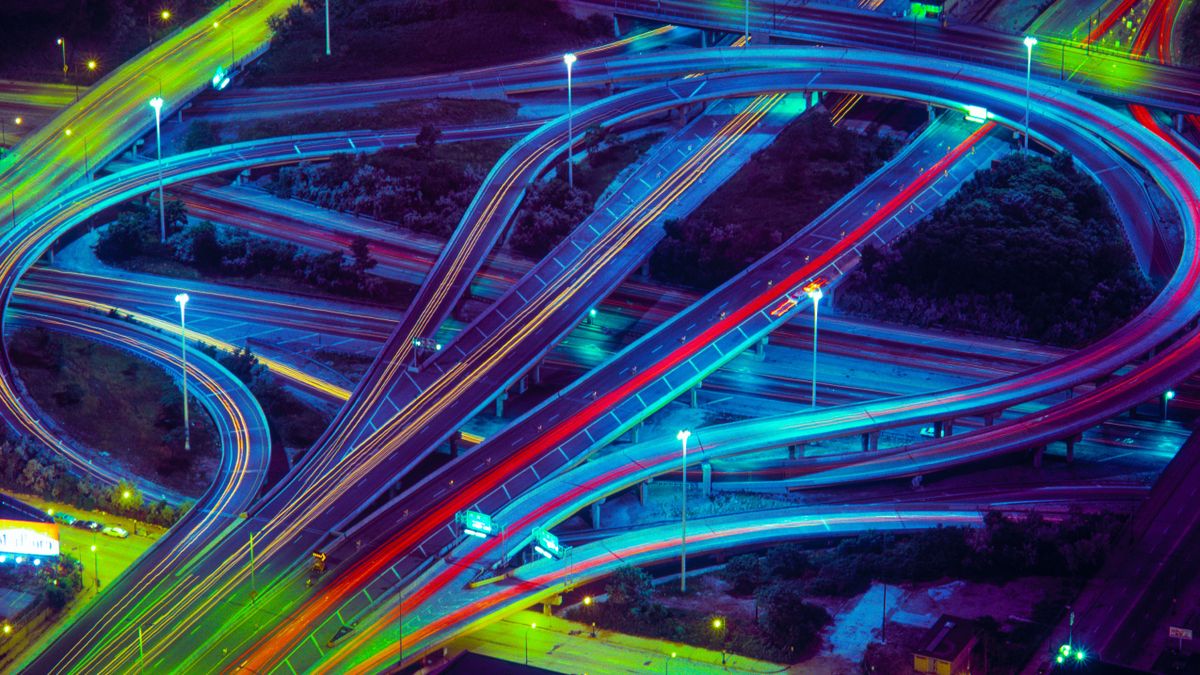 A highway in Chicago IL stylised to signify AI influence