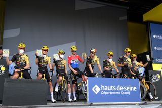 Jumbo-Visma at the team presentation ahead of stage three of the Tour de France 2023