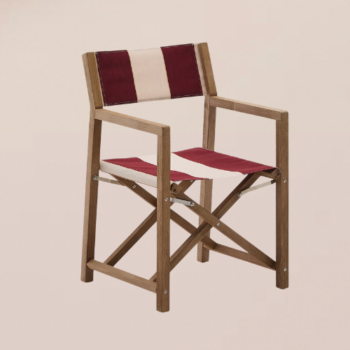 Canvas chair with red and white beach stripe