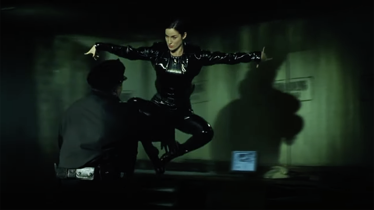 Trinty's iconic kick from The Matrix
