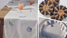 collage of elegant coastal tableware