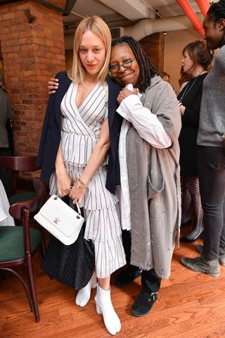 Chloë Sevigny (L) and Whoopi Goldberg attend the 2019 Tribeca Film Festival Jury Lunch