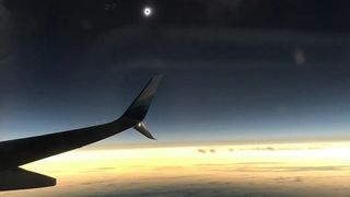 Space.com skywatching columnist Joe Rao got this unique view of the total solar eclipse of Aug. 21, 2017, aboard a special Alaska Airlines charter flight.