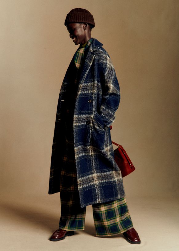 Viktor Coat - Blue Checks - Wool - S&amp;eacute;zane