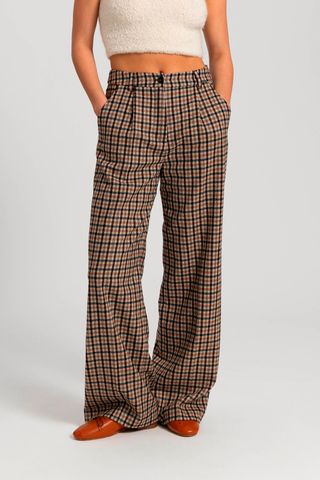 Check Pants in Italian Wool Blend - Daniëlle Cathari / Woolrich - Women - Brown