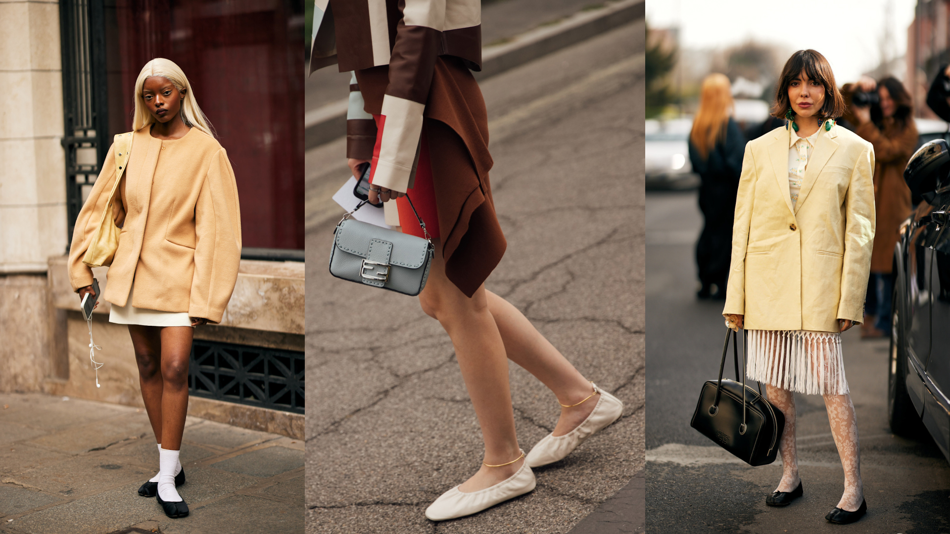 women wearing ballet flats in street style