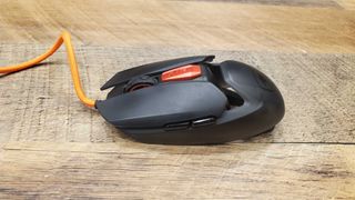 black gaming mouse side view