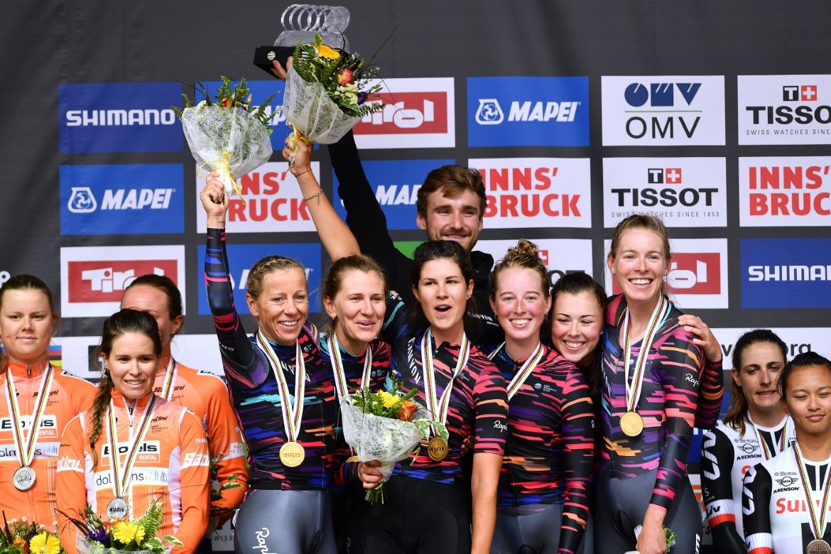 Canyon-SRAM atop the podium at the Innsbruck Worlds.